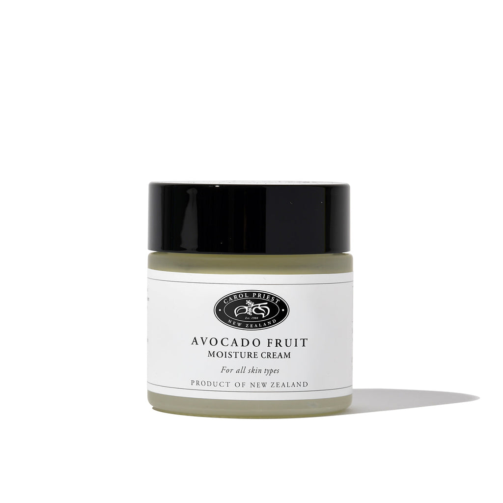 Representation of Avocado Fruit Moisture Cream, a hydrating product from Carol Priest's line of natural, organic cosmetics.