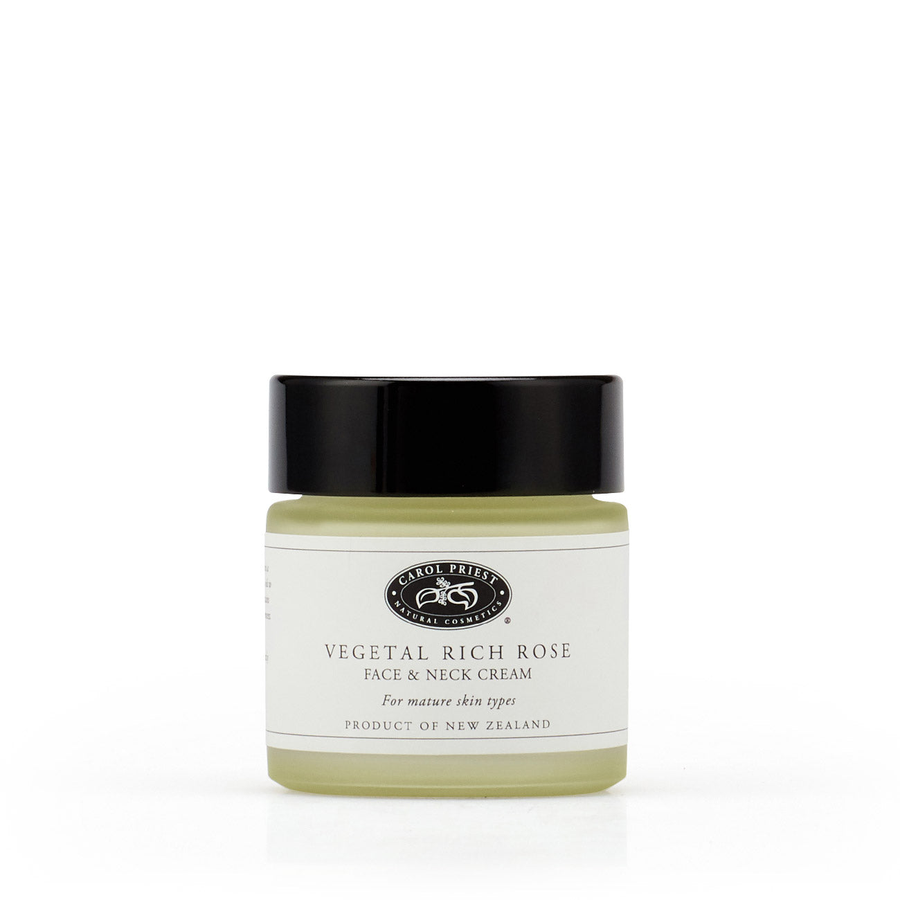 photo showcasing the front of vegetal rich rose face & neck cream by Carol Priest, a natural, organic cosmetic